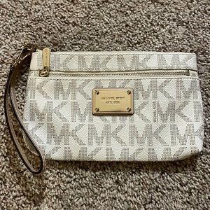 Michael Kors white & gold wristlet
